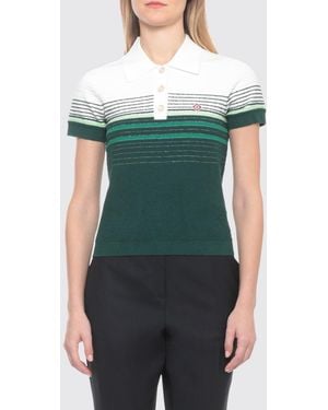 CASABLANCA Striped Cotton-Knit Slim Fit Polo - Green