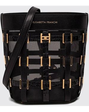 Elisabetta Franchi Mesh-Beuteltasche Mit Stickerei Und Innentasche - Schwarz
