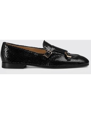 Doucal's Python Print Leather Monk Strap Shoes - Black
