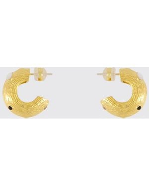 Lizzie Fortunato Brass Hoop Earrings With Applied Crystals - Metallic