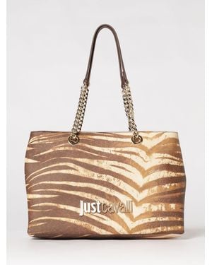 Just Cavalli Zebra Print Twill Bag - Natural
