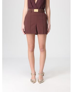 Elisabetta Franchi Bi-Stretch Technical Fabric Shorts With Belt - Red