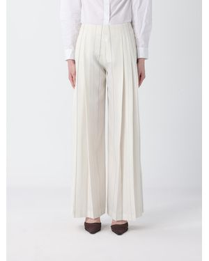 Semicouture Adelina Pleated Pinstripe Viscose Pants - White