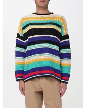 Laneus Striped Braided Cotton Crew-Neck Knit - Multicolour