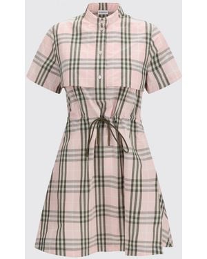 Burberry Check Cotton Dress - Natural