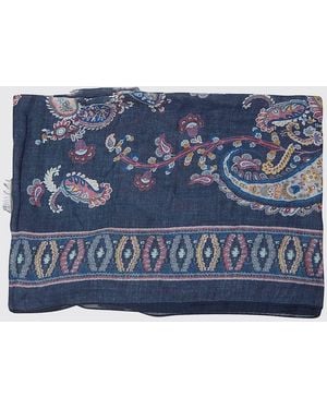 Etro Modal Scarf With Paisley Jacquard - Blue