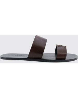 Saint Laurent Babylone Leather Sandals - White