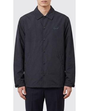 KENZO Waterproof Technical Fabric Shirt Jacket With Logo - Blue