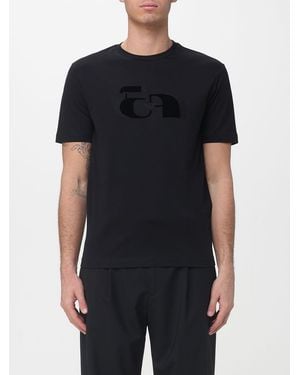 Emporio Armani Cotton T-Shirt With Flocked Logo - Black