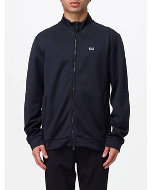 EA7 Sweatshirt Mit Reißverschluss Und Rollkragen Aus Polyester Mit Kontrastlogo - Blau