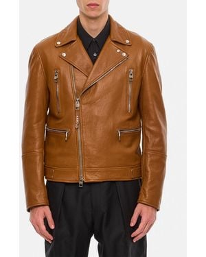 McQueen Leather Biker Jacket - Braun