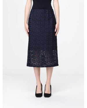 Liviana Conti Monogram Cotton Blend Skirt - Blue