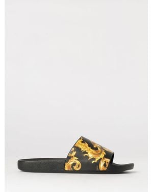 Versace Jeans Couture Baroque Print Rubber Sliders - Black