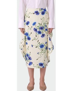 Stella McCartney Floral Print Cotton Midi Skirt - Blue