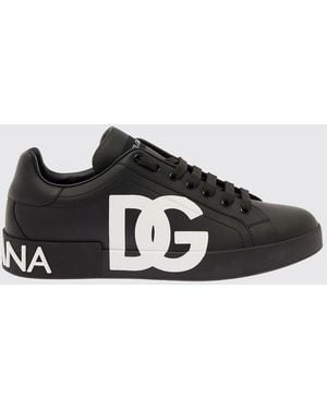 Dolce & Gabbana Dolce &Amp Gabbana Portofino Dg Monogram Calfskin Trainers - Black