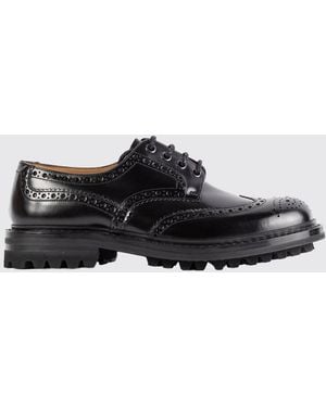 Church's Brushed Calfskin Leather Brogue Derby Shoes With Notched Sole - Black
