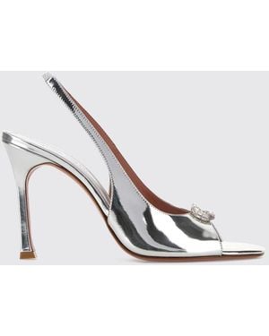 AMINA MUADDI Mini Camelia Satin Slingback Sandals With Jewel Buckle - White