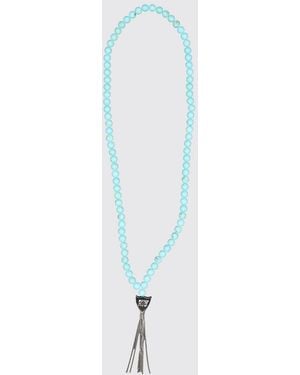 HTC Metal Necklace With Colourful Stones And Crystals - White