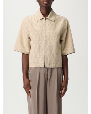 Fendi Zip-Up Short Sleeve Shirt - Natural