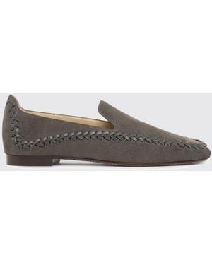 Giorgio Armani Suede Loafers With Woven Stitching - Grey