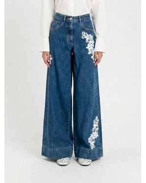 Twinset Flared Jeans With Embroidery - Blue