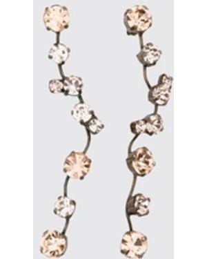forte_forte Chrome-Plated Brass Dangle Earrings With Set Rhinestones And Crystals - White