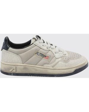 Autry Medalist Low Super Vintage Bicolor Leather Sneakers With Worn Effect - White
