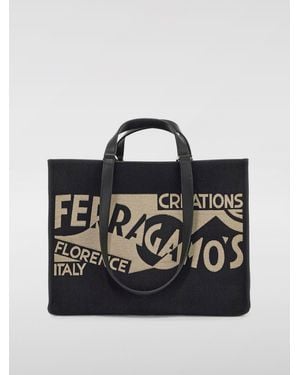 Ferragamo Borsa tote con logo stampato - Nero
