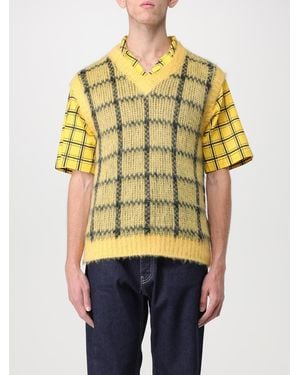 Marni Mohair Blend Waistcoat With Check Pattern - Yellow