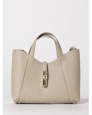 Furla Bolso Tote Pequeño Goccia De Piel Granulada Con Cierre A Presión - Neutro