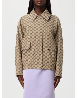 Gucci Gg Supreme Cotton Bomber Jacket - Brown