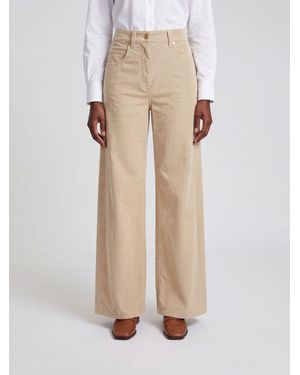 Brunello Cucinelli High-Waisted Wide Leg Corduroy Pants - Natural