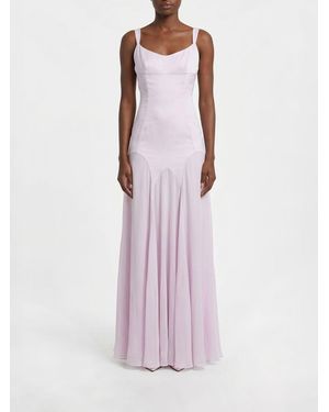 McQueen Vestido De Raso Envers Crêpe - Rosa