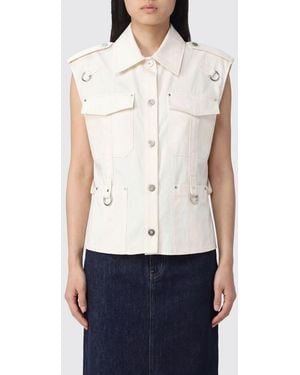 DURAZZI MILANO Sleeveless Cotton Shirt With Epaulettes And Metal Ring - White