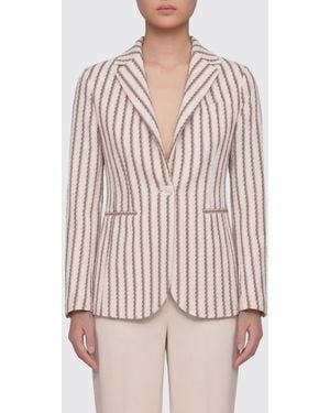 Circolo 1901 Striped Cotton Single-Breasted Blazer - Natural