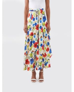 Sara Roka Floral Linen Skirt - White