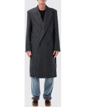 JW Anderson Long Double-Breasted Wool Coat With Peak Lapels - Black