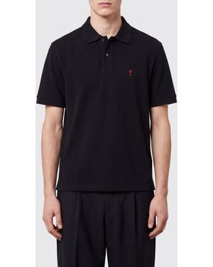 Ami Paris Short-Sleeved Polo Shirt - Black