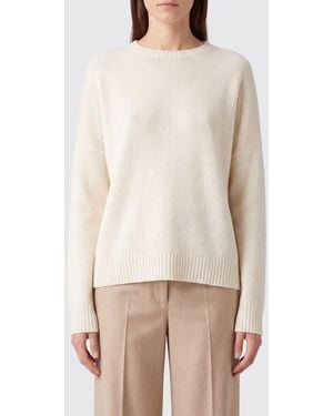 Kujten 100% Cashmere Crewneck Jumper With Long Sleeves And Ribbed Trims - Natural