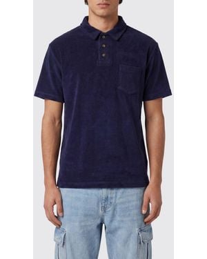 Howlin' Short-Sleeved Cotton-Blend Polo Shirt With A Chest Patch Pocket - Blue