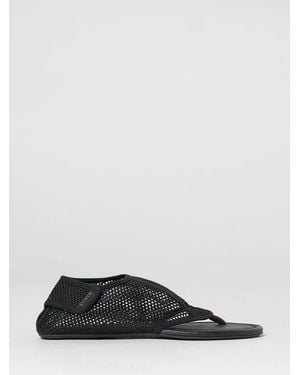 Alaïa Mesh Nylon Low-Heeled Sandals With Perforated Design And Hook-And-Loop Closure - Black