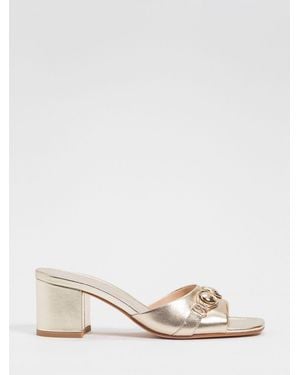 Twinset Laminated Leather Mules - Natural