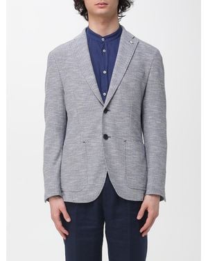 Manuel Ritz Cotton And Linen Single Breasted Blazer - Grey