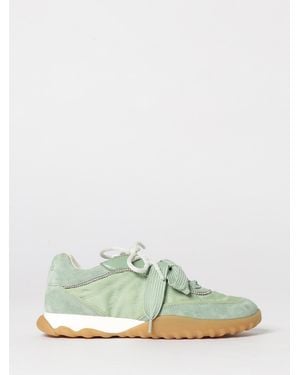Pinko Gea Suede And Nylon Sneakers - Green