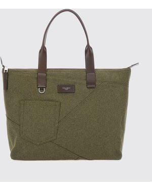 Dolce & Gabbana Dolce &Amp Gabbana Adamo Cotton Twill Tote Bag With Leather Handles - Green