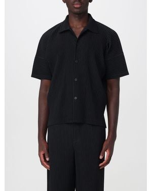 Homme Plissé Issey Miyake Homme Plissé Issey Miyake Crêpe Short-Sleeved Bowling Shirt - Black