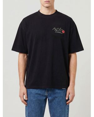 Represent Camiseta De Algodón Con Logo Y Hombros Caídos - Negro