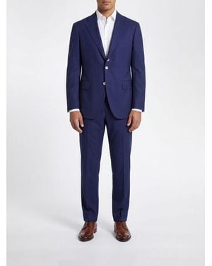 Brunello Cucinelli Single-Breasted Linen Blend Suit - Blue