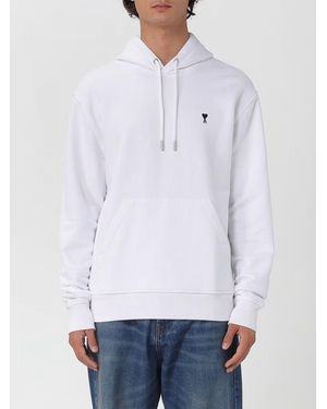 Ami Paris Baumwoll-Kapuzenpullover Mit Logo - Weiß