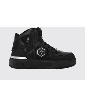 Philipp Plein Monogram Leather High-Top Trainers With Hexagon Logo - Black